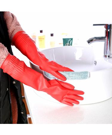 YSLON Rubber Cleaning Gloves - Waterproof Dishwashing Gloves (3 Pairs Red M) | Reusable Kitchen Essential - Buy Online on GoSupps.com