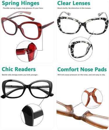 Eyekepper 4-Pack Chic Oversized Reading Glasses for Women +2.50 - Stylish Readers 4pcs Mix International Shipping - Buy Online on GoSupps.com