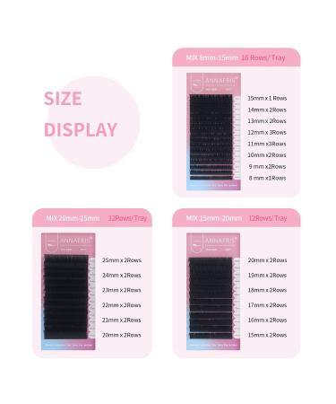 Professional 16 Rows Classic Eyelash Extensions - Matt Black Individual Eyelashes for Salon Use (8-15mm Mix 0.10 D) - 1 Pack - Buy Online on GoSupps.com