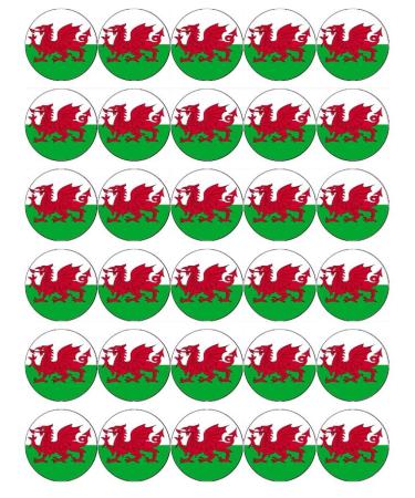 30 Wales Flags Welsh Cupcake Toppers Edible Wafer Paper Fairy Cake Toppers Birthday Cake Decorations