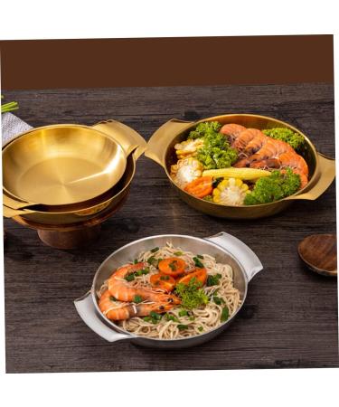 BESTonZON 4pcs Stainless Steel Seafood Pot Casserole Pot Soup Pan Japanese Omelette Pan Korean Noodle Pot Stainless Steel Pots Fish Steamer Carbon Steel Pan Nonstick Milk Round Bottom Plate Goldenx4pcs 23.5X18X3.6CMx4pcs - Buy Online on GoSupps.com