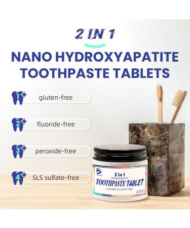2 in 1 Nano Hydroxyapatite Toothpaste Tablets - Fluoride-Free & Eco-Friendly Travel-Friendly Natural Mint Flavor - 62 Count - Buy Online on GoSupps.com