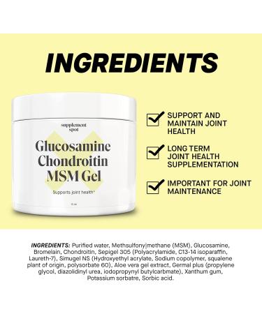 Supplement Spot Glucosamine Chondroitin MSM Gel (4 oz) - with Glucosamine, Chondroitin, MSM & Bromelain to Support Joint Health for Women & Men (90 Day Supply) - Buy Online on GoSupps.com