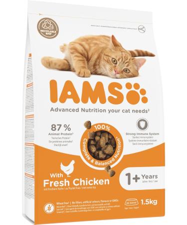 IAMS Dry Cat Food with Chicken for Ages 1-6 Years - 1.5 kg Pack | High-Quality Nutrition for Your Cat - Buy Online on GoSupps.com
