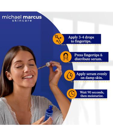 Michael Marcus Hydromarine Vitamin C Face Serum - Anti-Aging Dark Spot Reduction & Skin Brightening with Hyaluronic Acid & Peptides - 30ml - Buy Online on GoSupps.com