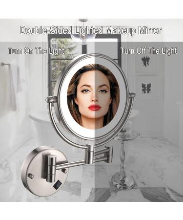 SRVNT 360 Swivel Extendable Makeup Mirror with Light - Brass Wall-Mounted Magnifying Vanity Mirror - Buy Online on GoSupps.com
