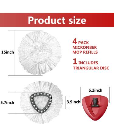 4 Pack Spin Mop Replacement Heads - Compatible with Triangle Spin Mop - Microfiber Refills for EasyWring Cleaning - Includes Rotating Base - White - Buy Online on GoSupps.com