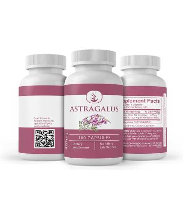 Organic Astragalus Extract Capsules - 100 Count | Pure Ingredients, Lab Verified, No Additives - Buy Online on GoSupps.com