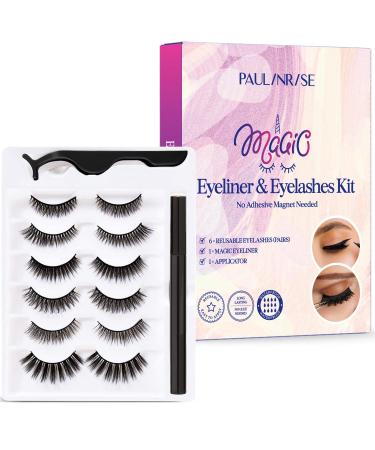 Reusable Adhesive Eyelashes 6 Pairs Self Adhesive Eyelashes  Self Adhesive Eyelashes Reusable Self Sticking  No Glue Eyelashes Golden