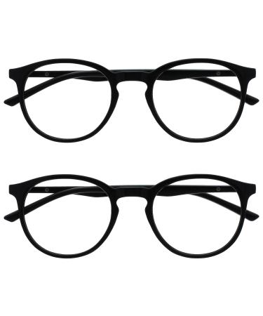 Opulize met reading glasses 2 Pack slim round frame spring hinges scratch-resistant black men women rr60-1 +3.00 +3.00 diopttria black