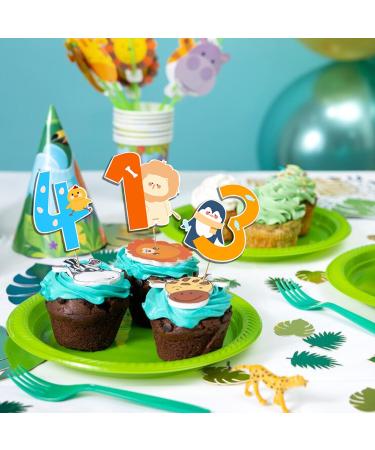 Set of 10 Number 0-9 Cake Toppers DIY Cupcake Toppers with Some Animals for Wedding Anniversary Cake Decorations Happy Birthday Baby Shower Party Supplies - Buy Online on GoSupps.com