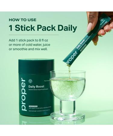 Proper The Greens Daily Boost Organic Greens Powder. Whole Food Apple Flavor Veggie Powder Superfood with Wheatgrass Spirulina Chlorella Probiotics. Daily Drink Mix for Wellness and Digestion 15 Servings - Buy Online on GoSupps.com