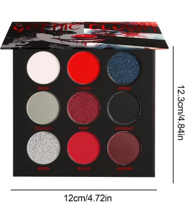  Generisch Halloween Eyeshadow Palette Black and Red Eyeshadow Palette 9 Colors Smoky Punk Silver White Red Black Highly Pigmented Eyeshadow for Halloween Party - Buy Online on GoSupps.com