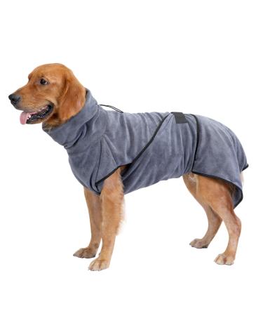 Pettom dog bathrobe microfiber dog towel quickly drying microfiber towel super absorbent comfortable and with adjustable straps for large medium-sized and small dogs gray (l) l gray - Buy Online on GoSupps.com