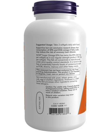 Now Foods Super Omega EPA 240 Softgels - Molecularly Distilled Omega-3 for Heart Health - Buy Online on GoSupps.com