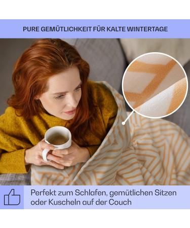 Klarstein XXL Thermal Blanket - 120W Heated Ceiling with Auto Shut-Off | Energy-Saving & Washable | 200x180 cm Cuddly Cover for Bed Sofa & Camping - Beige Lines - Buy Online on GoSupps.com