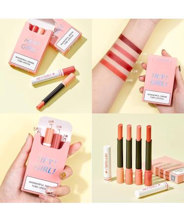 4Pcs Matte Lipstick Set - Retro Red Lip Tint & Balm | Long Lasting Waterproof Lip Makeup for Women & Girls - Buy Online on GoSupps.com