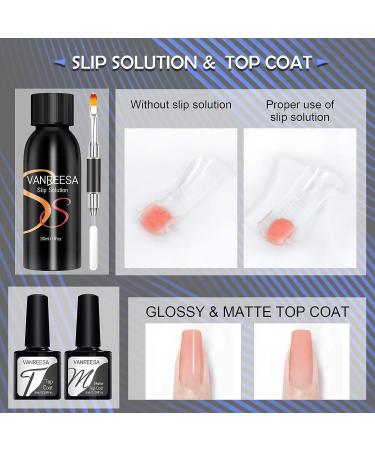 Poly Nail Gel Kit - 5 Pcs Extension Gel Set with UV LED Lamp | VANREESA Soak Off Top & Base Coat | Nail Starter Kit Gift for Women - Blue+Black - Buy Online on GoSupps.com