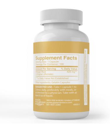 PURE ORIGINAL INGREDIENTS Ginger Root (100 Capsules) Herbal Supplement No Additives or Fillers - Buy Online on GoSupps.com