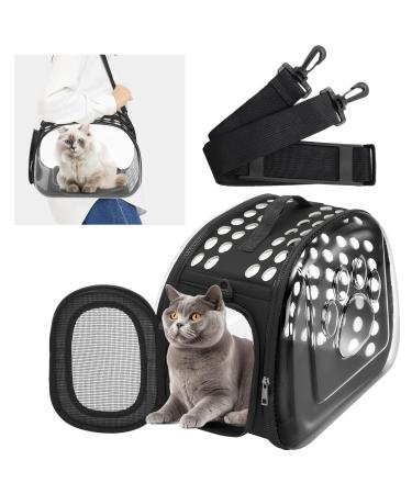 The Fellie Cat Carrier Airline Approved Pet Carrier for Cats and Puppy Foldable Cat Carrier with Shoulder Strap & Soft Mat Pet Travel Portable Bag Home for Small Dogs Cats Black