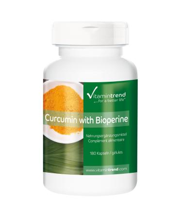 Curcumin capsules with Bioperine - 180 capsules - ! FOR 6 MONTHS ! - vegan - standardized to 95% curcuminoids