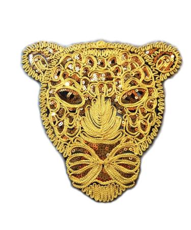 Patches for Clothes Sew On Reversible Sequins DIY Patches Embroidered Tiger Motif Beaded Applique T-Shirt Plant Jeans Jacket Accessory Leopard Lion Animal Design Type-1