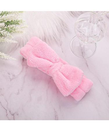 Molain 2Pcs Spa Headband Set - Bowknot Coral Fleece Hair Bands for Women - Perfect for Makeup, Skincare, and Sports - Pink & White - Buy Online on GoSupps.com