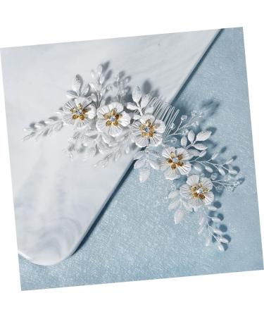 Angoily 1pc White Leaf Comb Hair Decor Comb Hair Accessories for Prom Wedding Decoration Floral Decor Pearl Hair Pin Bridal Floral Side Comb Hair Clip Alloy Bride Hair up Grace - Buy Online on GoSupps.com