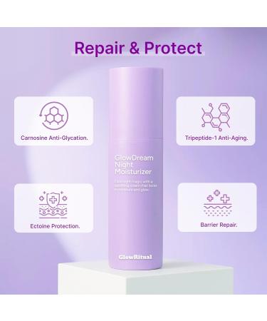 GlowRitual GlowDream Night Moisturizer Hydrating & Soothing Facial Night Cream with Ceramide Squalane & Hyaluronic Acid to Support Skin Barrier Firming & Radiance for All Skin Types 2 Pack 1.06 Fl Oz (Pack of 2) - Buy Online on GoSupps.com