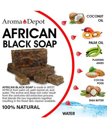Aroma Depot Lavender Raw African Black Soap - 100% Natural 1 lb for Acne Eczema Psoriasis Scar Removal | Handmade Face & Body Wash - Buy Online on GoSupps.com