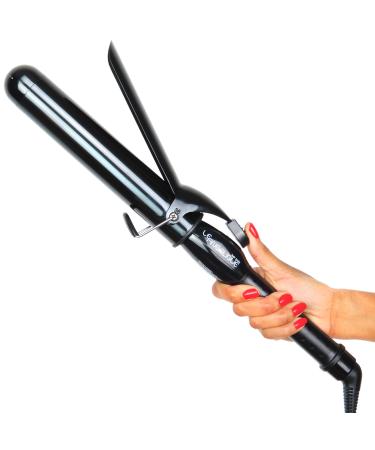 Le Angelique 1.5 Inch Curling Iron with Clip - Professional 8" Extra Large Barrel for Big Long Hair | 1 1/2" 38mm Jumbo Wide Thick Ceramic Curler Wand | Adjustable Temperature | Dual Voltage 1 1/2 Inch (38mm)