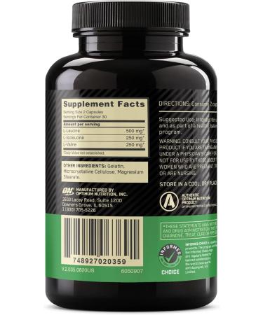Optimum Nutrition BCAA 1000 Caps - Mega-Size 60 Capsules for Muscle Recovery - Buy Online on GoSupps.com