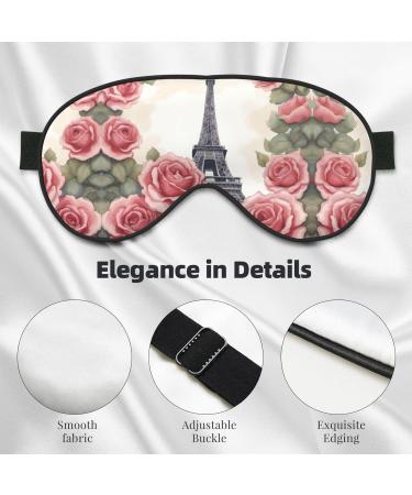 Eiffel Tower Rose Flower Print Eye Mask - Ultra-Soft & Light-Blocking for Optimal Comfort & Restful Sleep - International Shipping Available - Buy Online on GoSupps.com