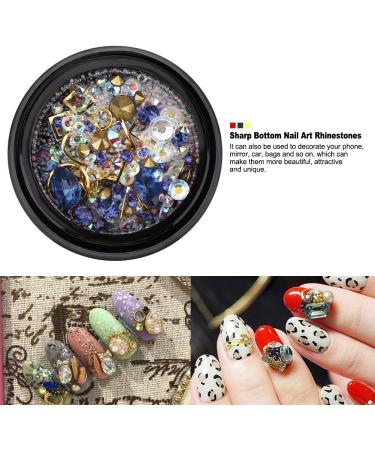 Manicure Crystal Decoration Colorful Fake Pearl Gems Jewelry Bottom Nail Art Glitter Rhinestones Manicure DIY Decoration Accessories Multi-size (Blue) - Buy Online on GoSupps.com