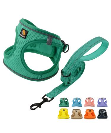Bella & Pal dog harness Small dogs with a leash step-in dishes made of Air mesh anti-train reflective breathable breast dishes puppy dishes for small dogs cat dishes emerald l l (42-50cm breast scope) Emerald