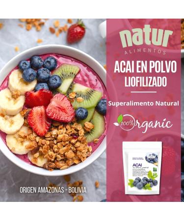  natur alimentos Natur Organic Freeze-Dried Acai Powder 100g Superfood rich in antioxidants vitamins and minerals Berry Powder Suitable for vegans Strengthens your immune system Provides a dose - Buy Online on GoSupps.com