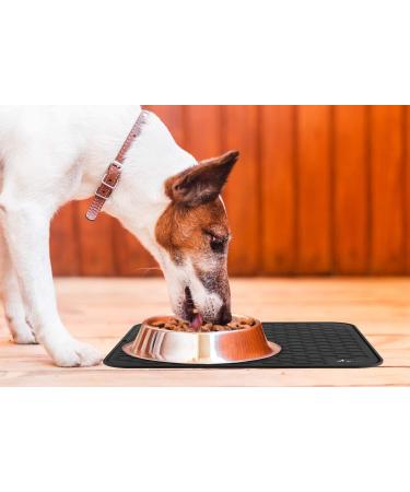 LuxPal Large 17X15 Premium Grade Silicone Pet Food Mat - Indoor/Outdoor Non-Slip Tray for Dogs & Cats - Washable & Food Grade (Black) - Buy Online on GoSupps.com