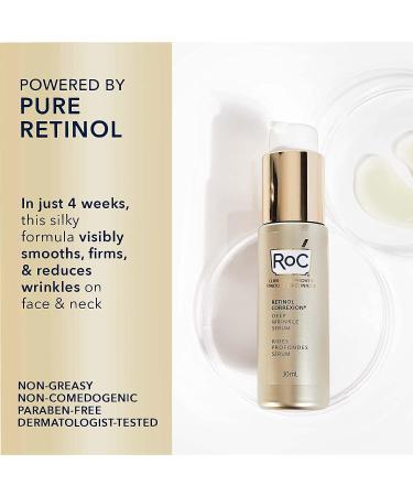 RoC Retinol Correxion Deep Wrinkle Retinol Face Serum with Ascorbic Acid Daily Anti-Aging Skin Care Treatment for Fine Lines Dark Spots Acne Scars 30 ML - Buy Online on GoSupps.com