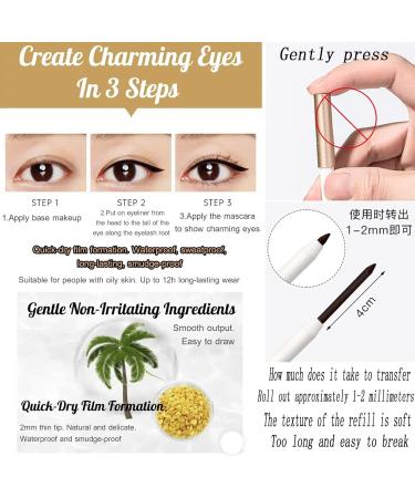 Heykomi Eyeliner Heykomi Makeup Waterproof Eye Liner Pencils Non-Smudging Waterproof and Long-Lasting Eyeliner Pencil Quick Drying Long Lasting Waterproof and Sweat Proof Eyeliner (2pcs Brown) - Buy Online on GoSupps.com