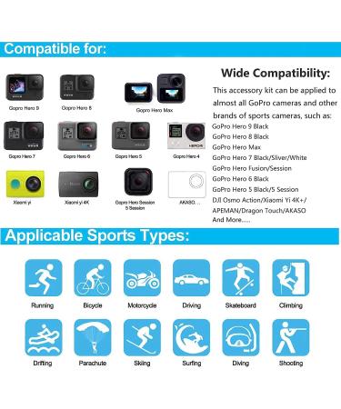 60-in-1 Camera Accessories Kit for GoPro, DJI Osmo Action, AKASO, APEMAN, Campark - Compatible with Hero 11 10 9 8 7, GoPro Max, Fusion, SJCAM - Buy Online on GoSupps.com