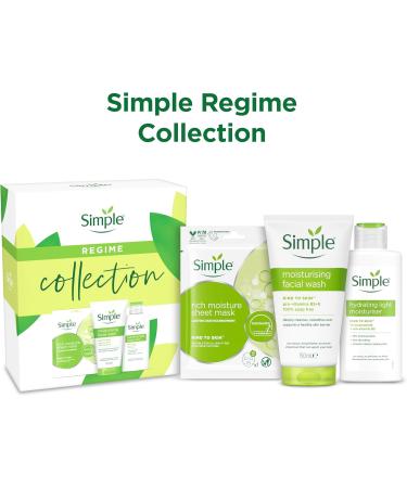 Simple Kind to Skin Regime Gift Set Facial Wash Sheet Mask & Moisturiser Perfect for Any Occasion 3 piece - Buy Online on GoSupps.com