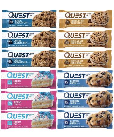 Quest Nutrition Protein Bar Delectable Dessert Variety Pack 1. Low Carb Meal Replacement Bar with Over 20 Gram of Protein. High Fiber, Gluten-Free (12 Count) Variety with Birthday Cake