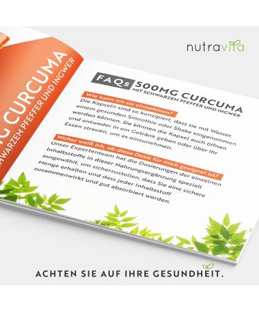 Buy Nutravita 500mg Curcuma Extract Capsules - 120 High-Dosed Turmeric Capsules with 95% Curcumin Pepper & Ginger - Lab Tested for Quality - International Shipping Available - Buy Online on GoSupps.com