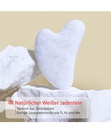 Rena Chris 100% Natural Jade Gua Sha Stein for Jaw Shaping & Reducing Swelling | Daily Skincare Routine Set (White Jade) - Shop Internationally - Buy Online on GoSupps.com