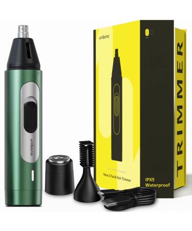 UNIBONO all-in-one rechargeable nasal hair cutter kit painless nose trimmer for men with mini facial razor & eyebrow razor green - Buy Online on GoSupps.com