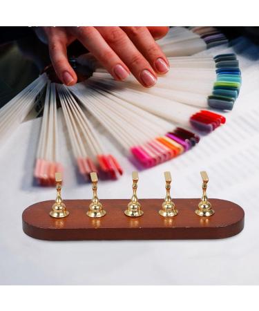 Baluue Nail Stand for Press on Nail Holder for Painting Nails Wood Nail Display Stand for False Nail Tip Manicure Tool Nail Art Display Home Salon Gold - Buy Online on GoSupps.com