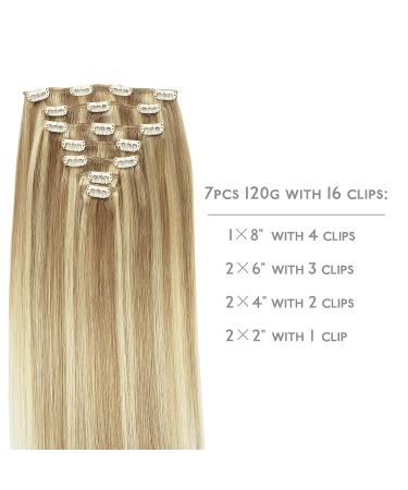 WENNALIFE Clip in Human Hair Extensions 18 Inch 120g 7pcs Light Blonde Highlighted Golden Blonde Remy Double Weft Clip Ins - Buy Online on GoSupps.com