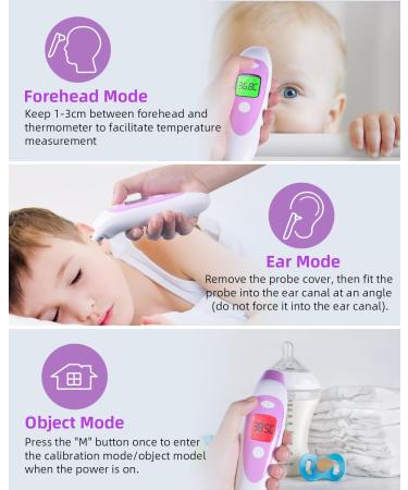 CE Approved Digital Baby Thermometer for Adults and Kids - 3-in-1 Ear and Forehead Mode - Purple - Buy Online on GoSupps.com