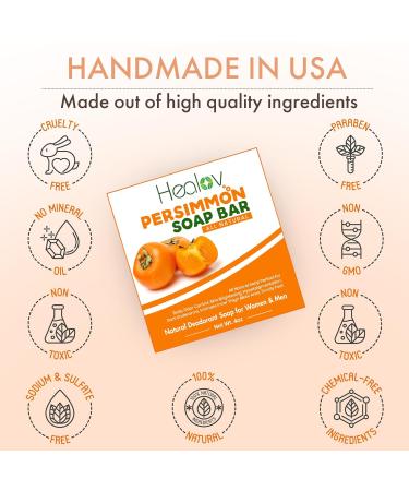 Persimmon Soap Bar Body Odor Control & Skin Brightening with Japanese Persimmon & Green Tea Extract Purifying Deodorizing Body Wash - Buy Online on GoSupps.com