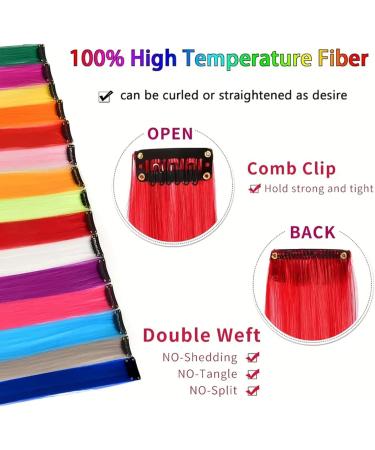 12 PCS Purple Hair Extensions Clip in 22Inch Purple Hair Extensions Colorful Straight Extensions Hair Highlights Accessories for Kid Girls Women Party Hair Decor 12pcs-Purple - Buy Online on GoSupps.com